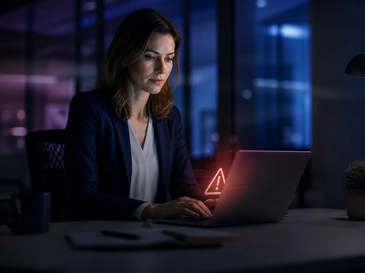 Professional reviewing a suspicious email securely