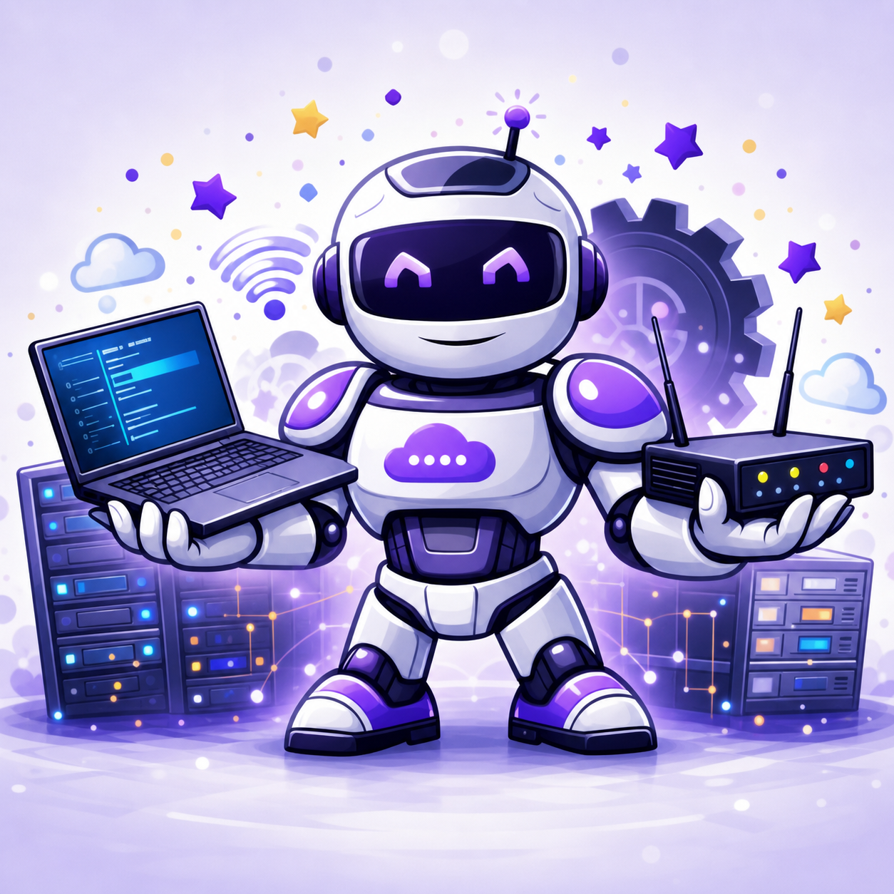 PurpleBox robot mascot